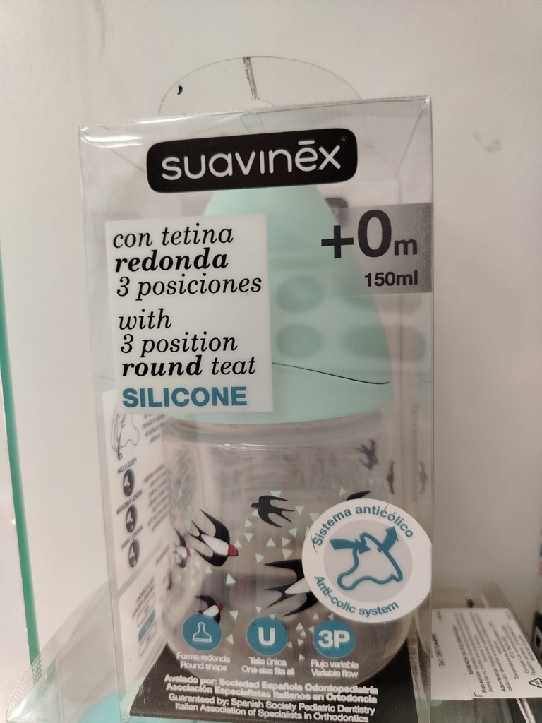 1BIBERON SUAVINEX 3 POSICIONES TETINA REDONDA 150ML