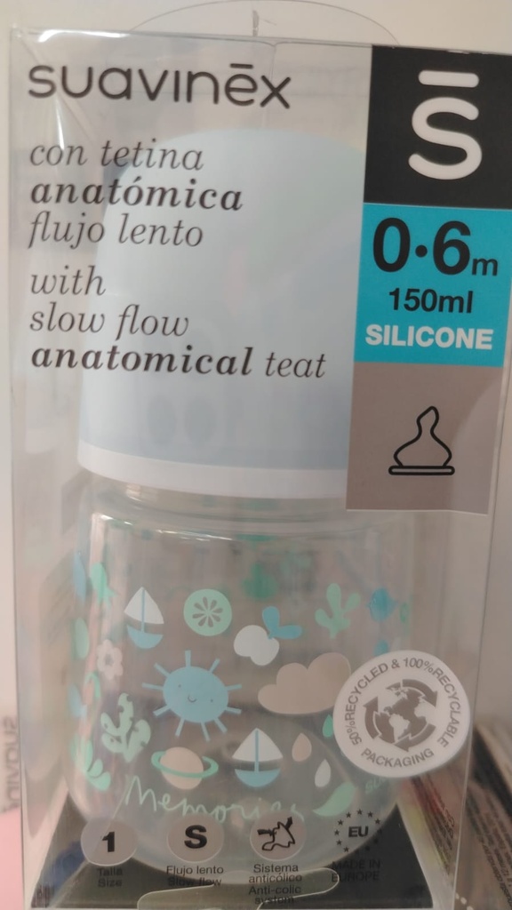 1BIBERON SUAVINEX ANATOMICO FLUJO LENTO 150ML