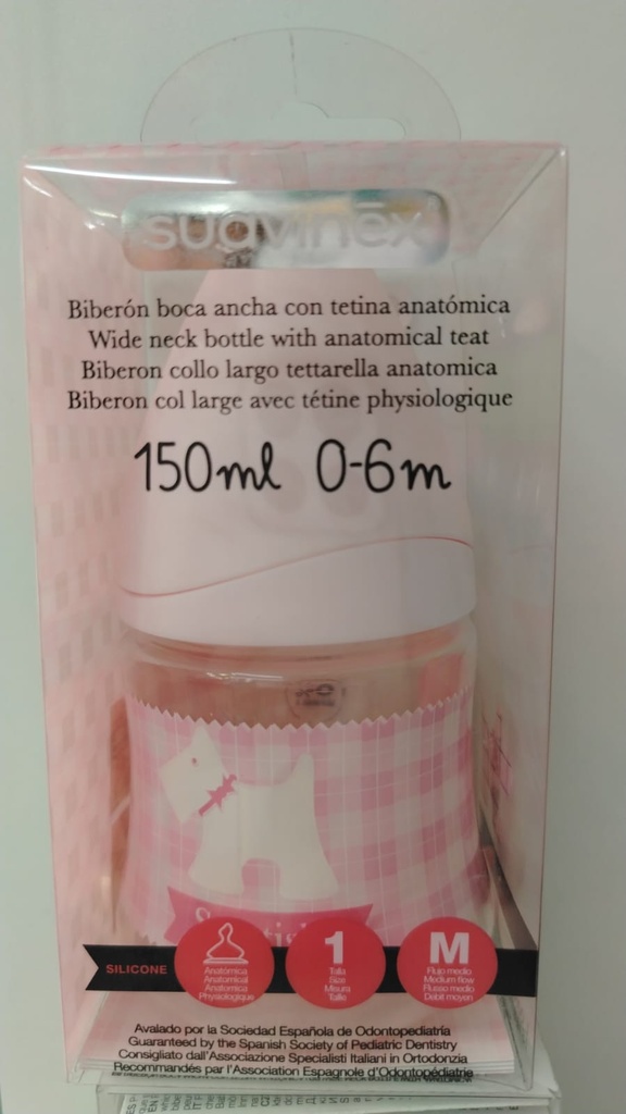 BIBERON SUAVINEX ANATOMICO 0 A 6M ROSA 150ML