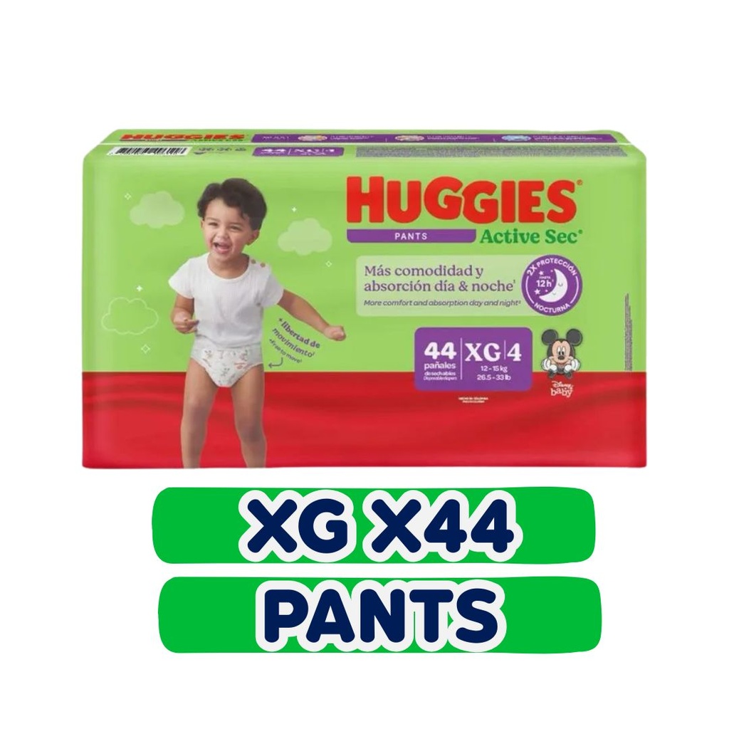 HUGGIES ACTIVE SEC PANTS XG 44