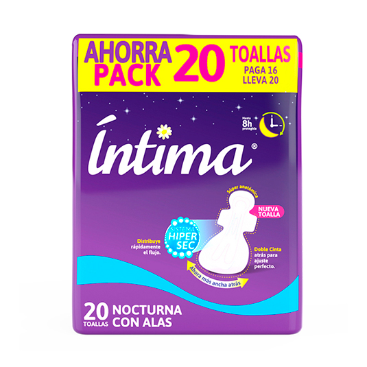 TOALLA FEMENINA INTIMA NOCTURNA 20