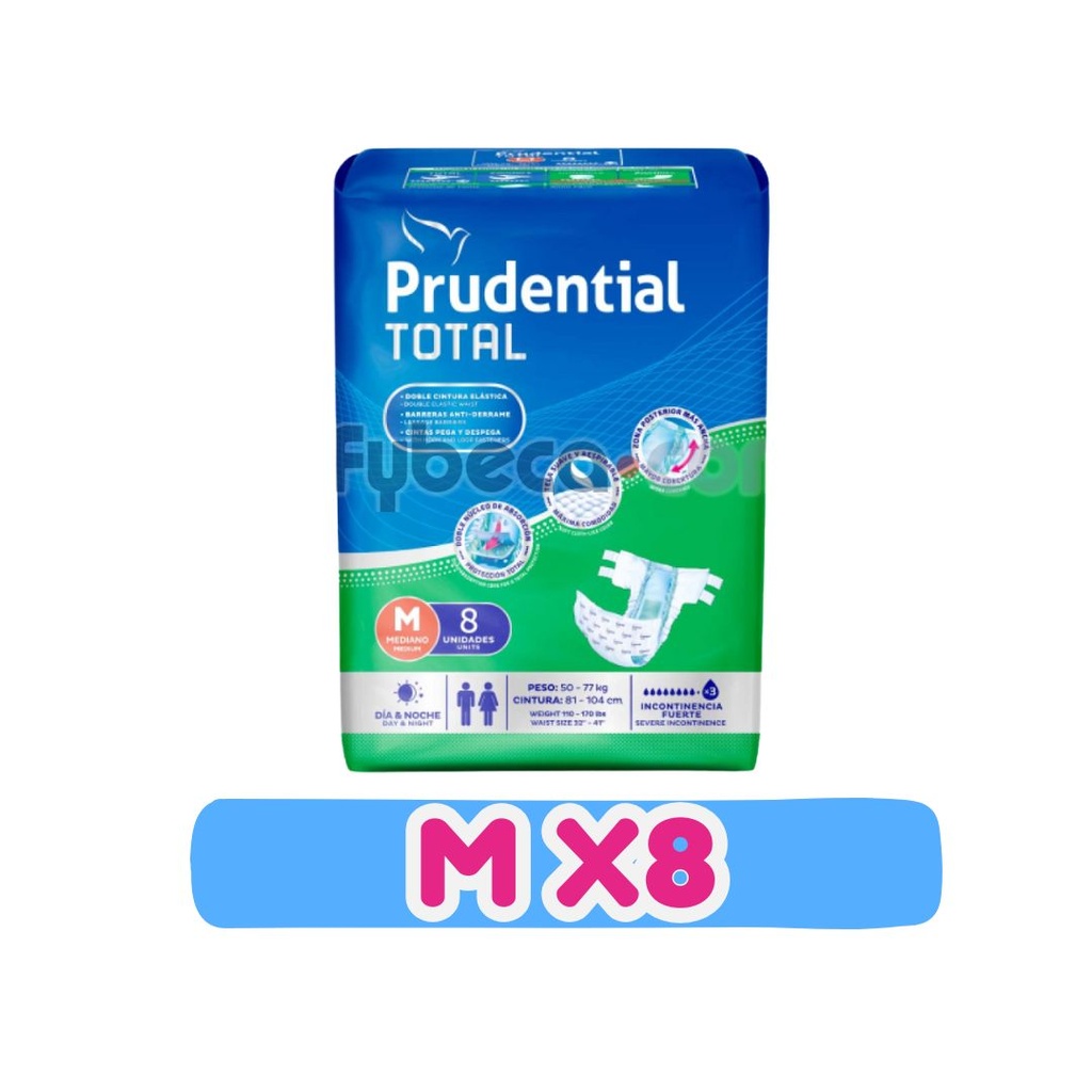 PAÑAL ADULTO PRUDENTIAL TOTAL M 8