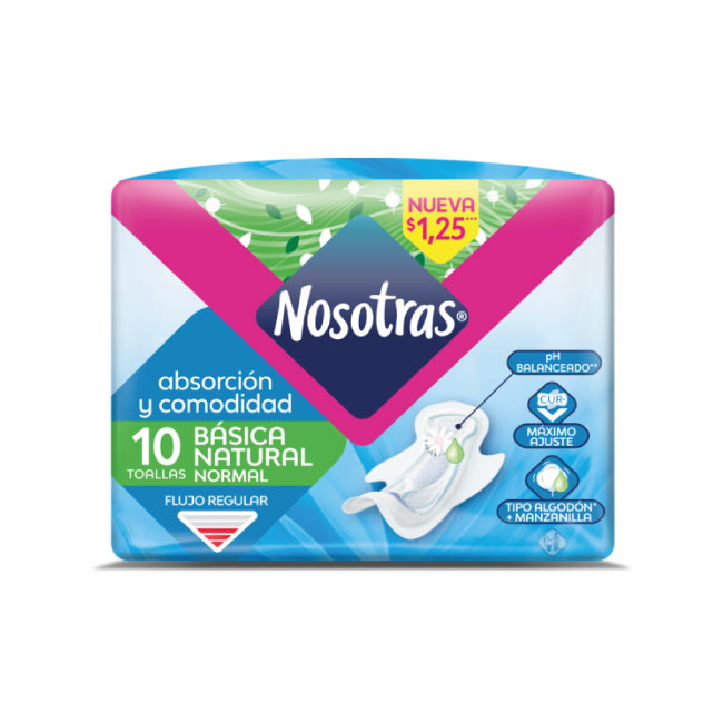 TOALLA FEMENINA NOSOTRAS BASICA ALAS 10UN