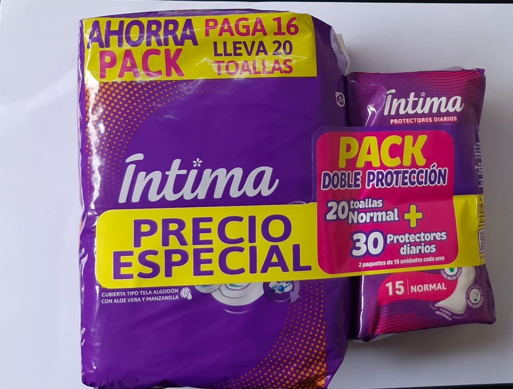 TOALLA FEMENINA INTIMAS + PROTECTOR 30